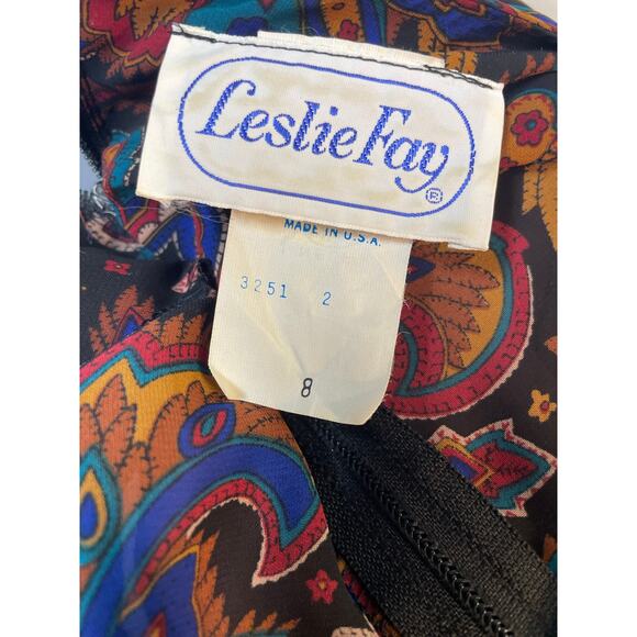 Vintage 1980s Sheer Floral Psychedelic Paisley Blouson Midi Dress Shirt Dress SM - Picture 10 of 10